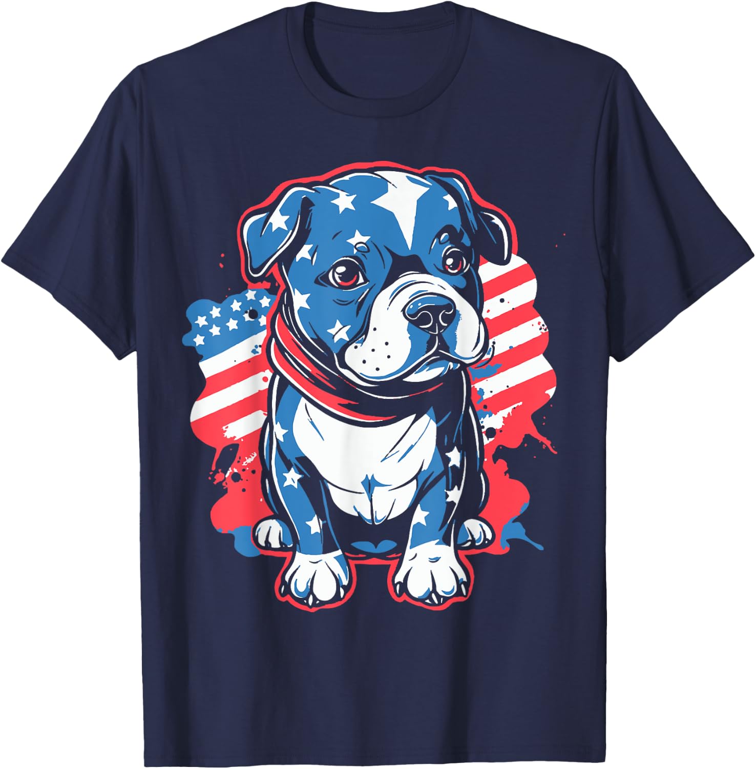 Patriotic Pitbull Puppy | 4th July American Pitbull Dog Dad Men T-Shirt - T-Shirt | Navy