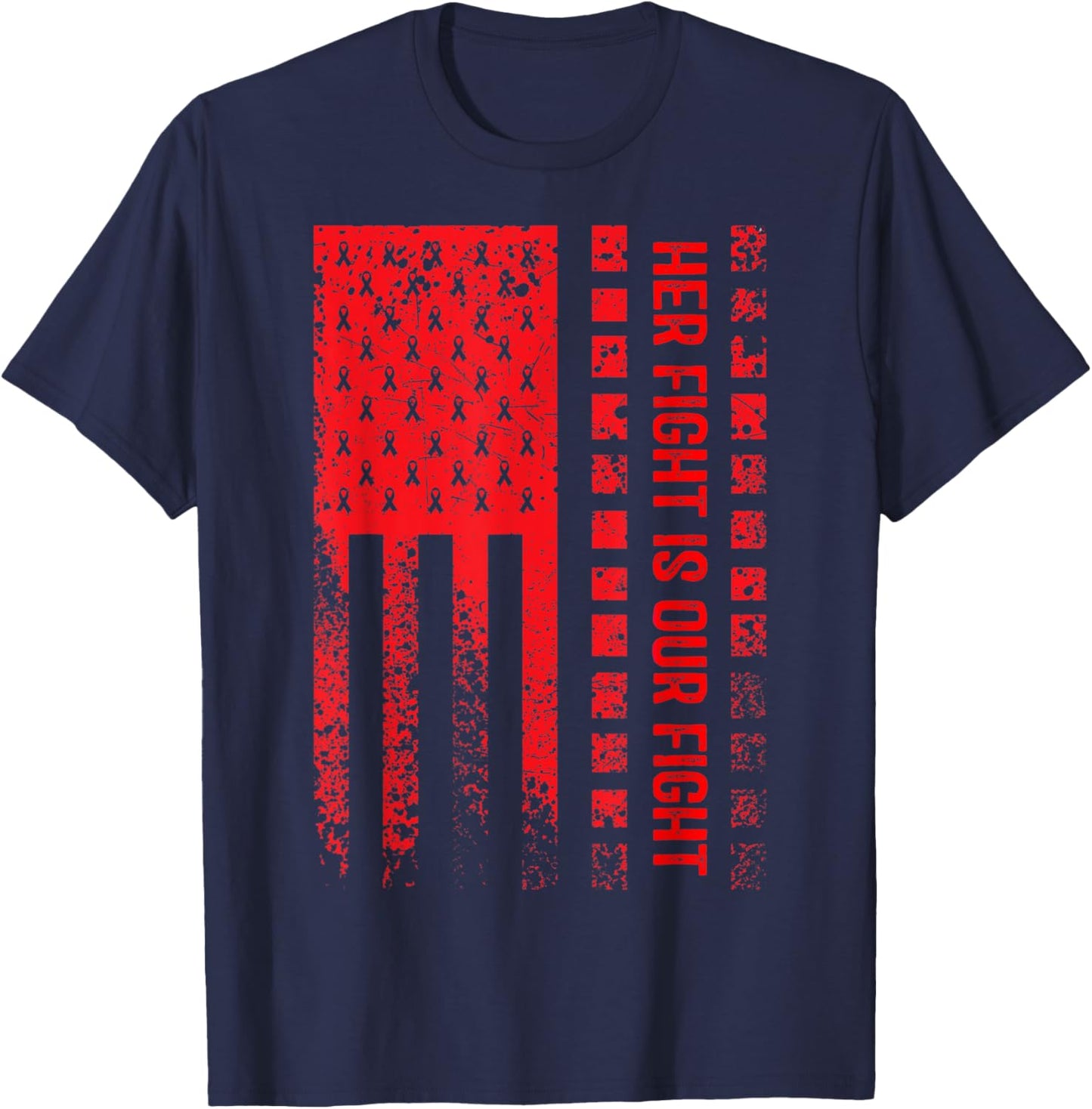 Her Fight Is Our Fight Squamous Cell Carcinoma Awareness T-Shirt - T-Shirt | Navy