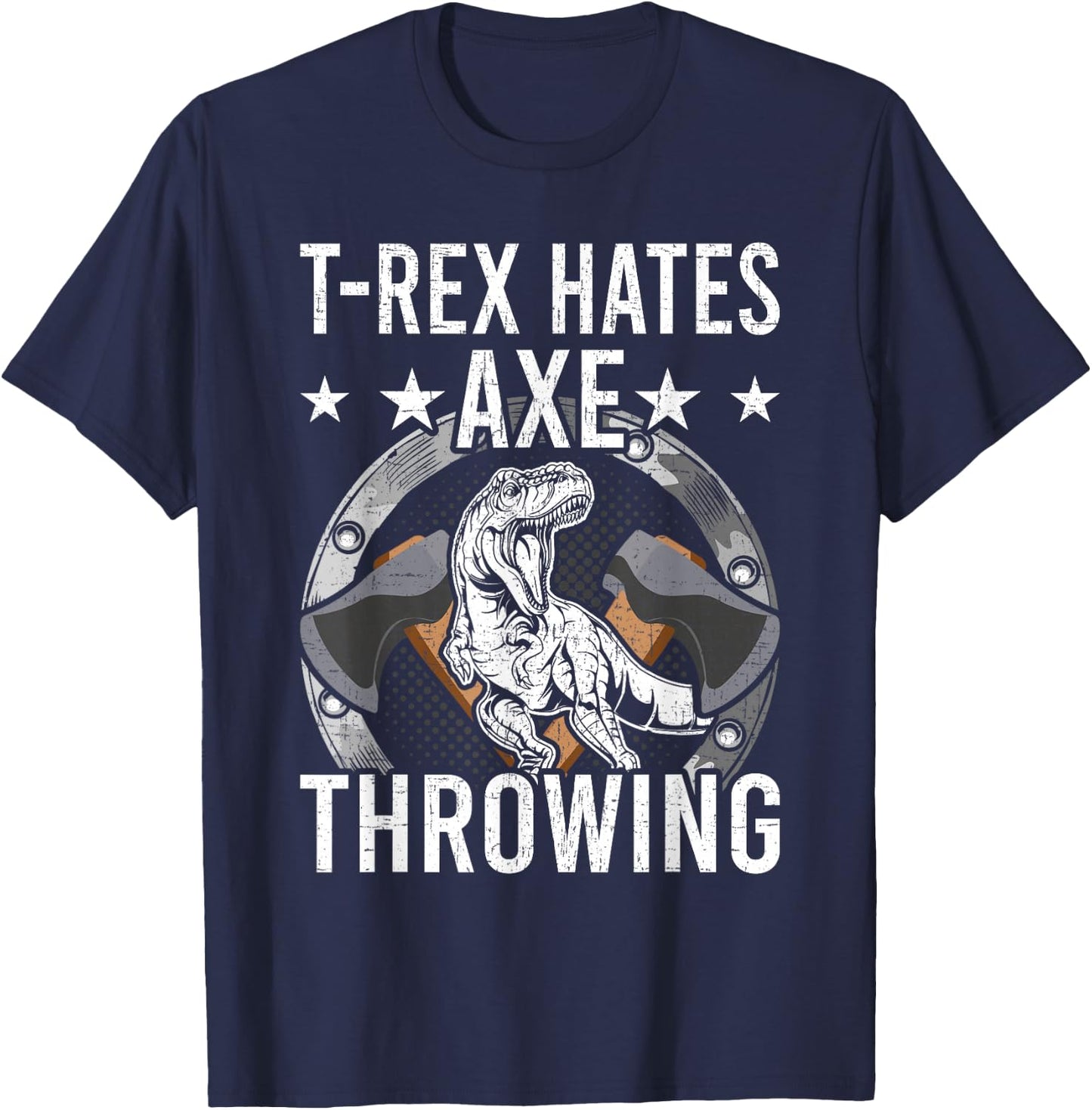 T-rex Hates Axe Throwing Hatchet Lumberjack T-Shirt - T-Shirt | Navy