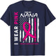 I Wear Pink For Nana Breast Cancer Awareness American Flag Women Kids Men T-Shirt - T-Shirt | Navy