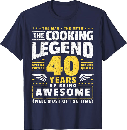 40th Birthday Cook 40 Years Old Chef T-Shirt - T-Shirt | Navy