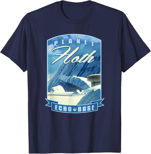 Star Wars Planet Hoth Echo Base Landscape T-Shirt - T-Shirt | Navy
