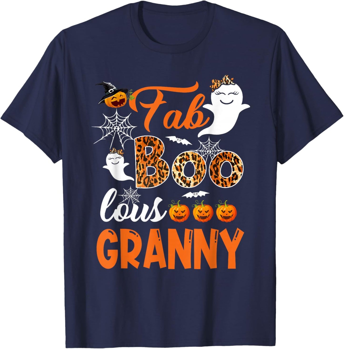 Leopard Fab Boo Lous Granny Spooky Halloween Costume Gift T-Shirt - T-Shirt | Navy