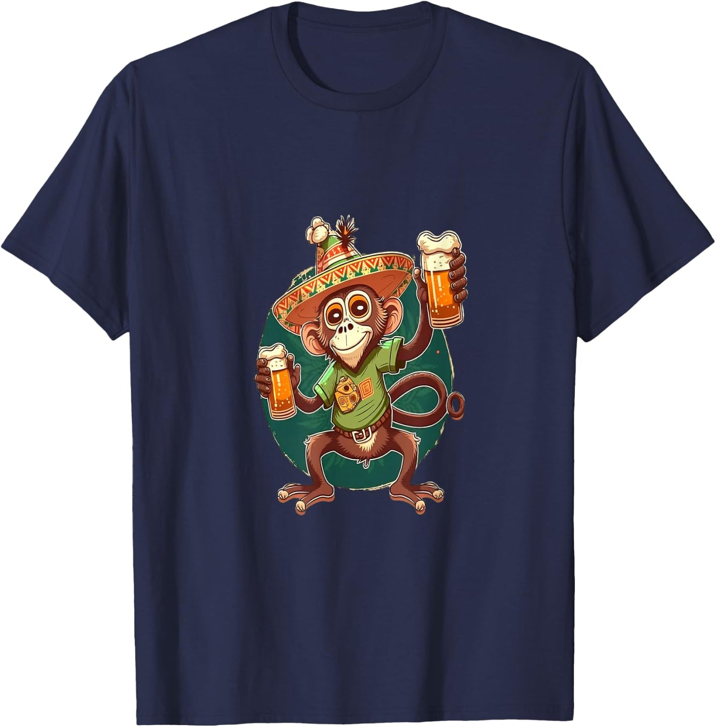 Funny Spider Monkey Lover Mexican Spider Monkey Drinking T-Shirt - T-Shirt | Navy