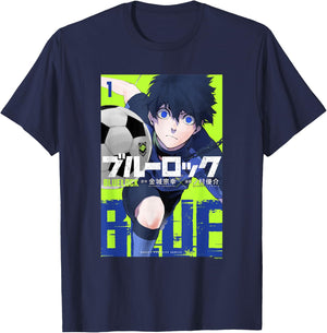 Blue Lock Official Volume 1 Yoichi Isagi Epic Neon Cover T-Shirt - T-Shirt | Navy