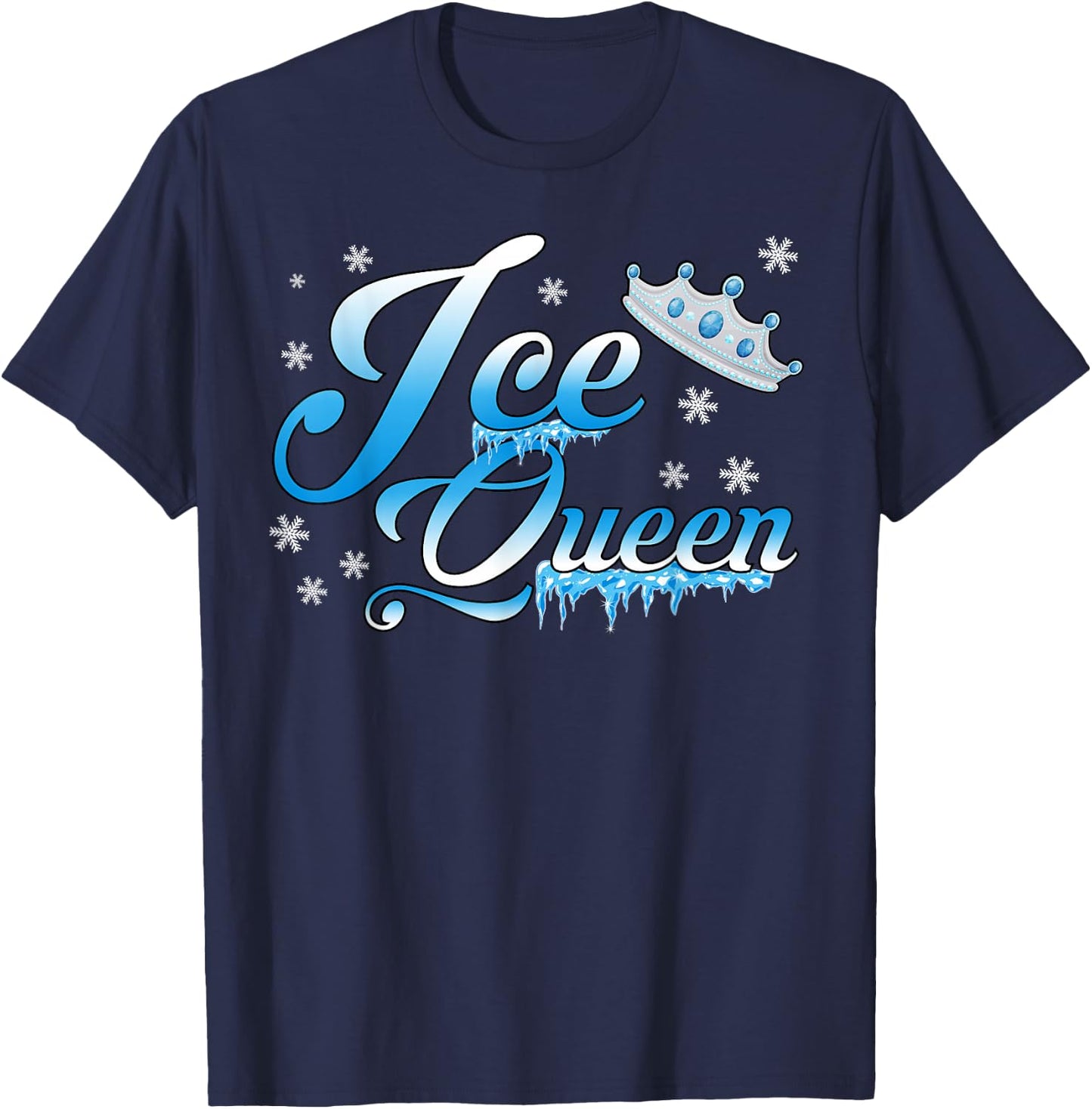 Ice Queen Winter Theme Birthday Party Girls Snow Themed Bday T-Shirt - T-Shirt | Navy