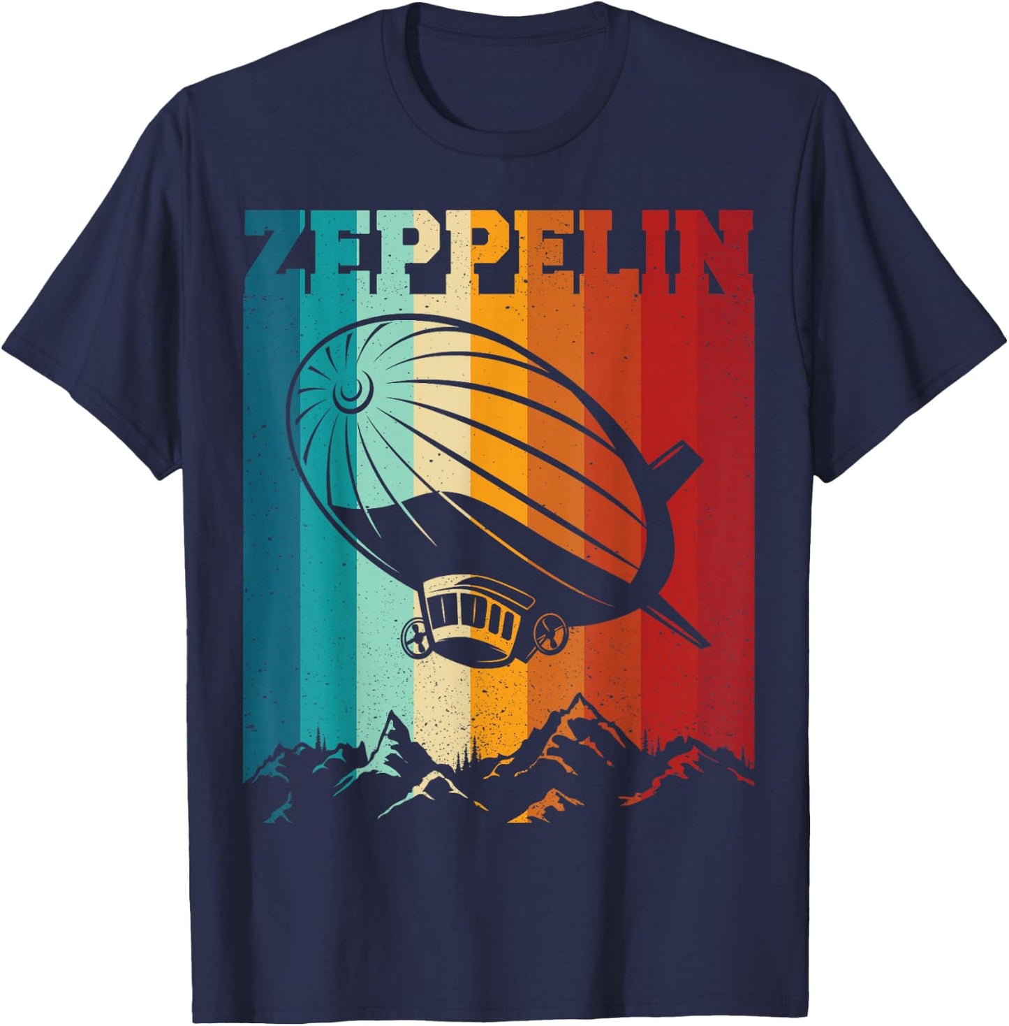 Dirigible Airship Retro Zeppelin 70s 80s Zepelin Zepplin T-Shirt - T-Shirt | Navy
