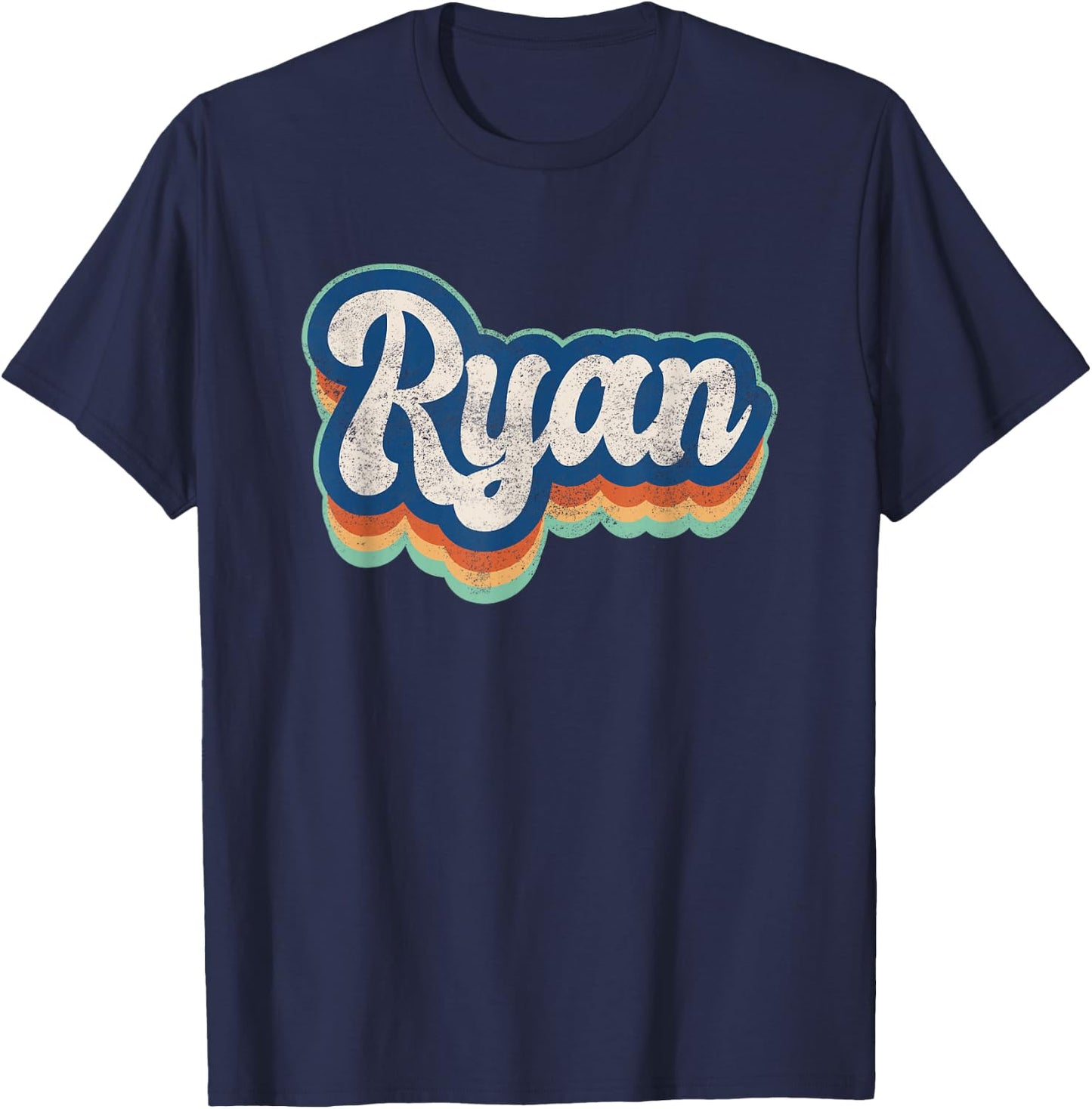 Ryan First Name Boy Vintage Style 70s 80s Personalized T-Shirt - T-Shirt | Navy