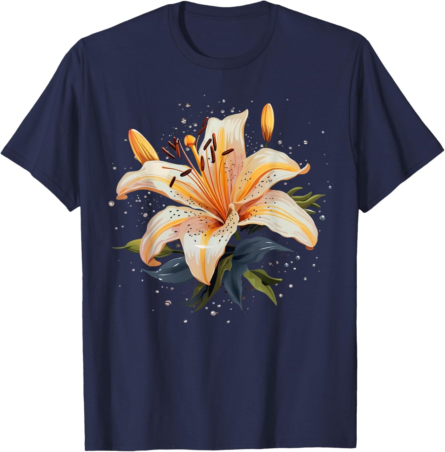 Shattered Lily flower with Lily petals T-Shirt - T-Shirt | Navy