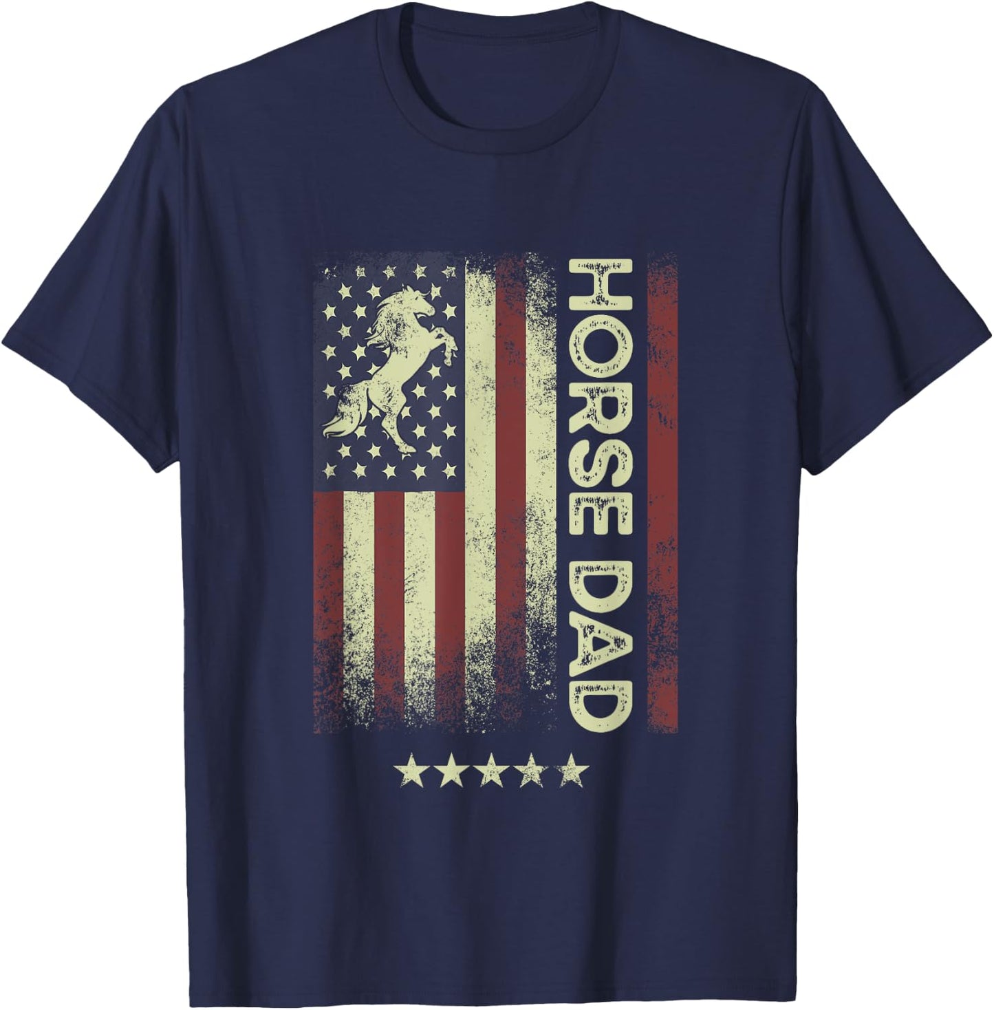 USA American Flag - Horse Dad Women Men T-Shirt - T-Shirt | Navy