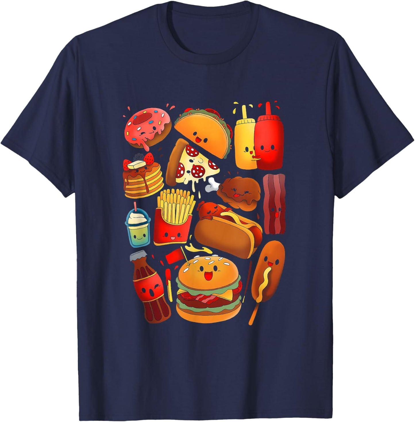 Funny fast food - Fastfood Graphic kawaii T-Shirt - T-Shirt | Navy