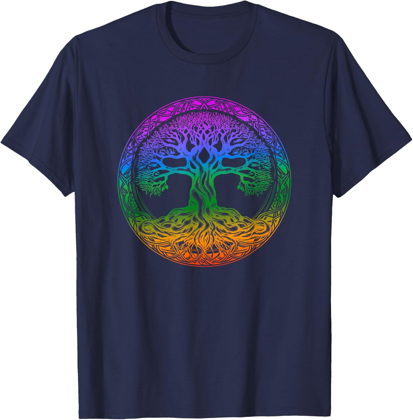 Tree of Life Celtic Colorful Rainbow Gradient Women T-Shirt - T-Shirt | Navy