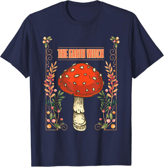 Fairy Core Goblinecore Cottagecore Earth Witch Mushroom T-Shirt - T-Shirt | Navy
