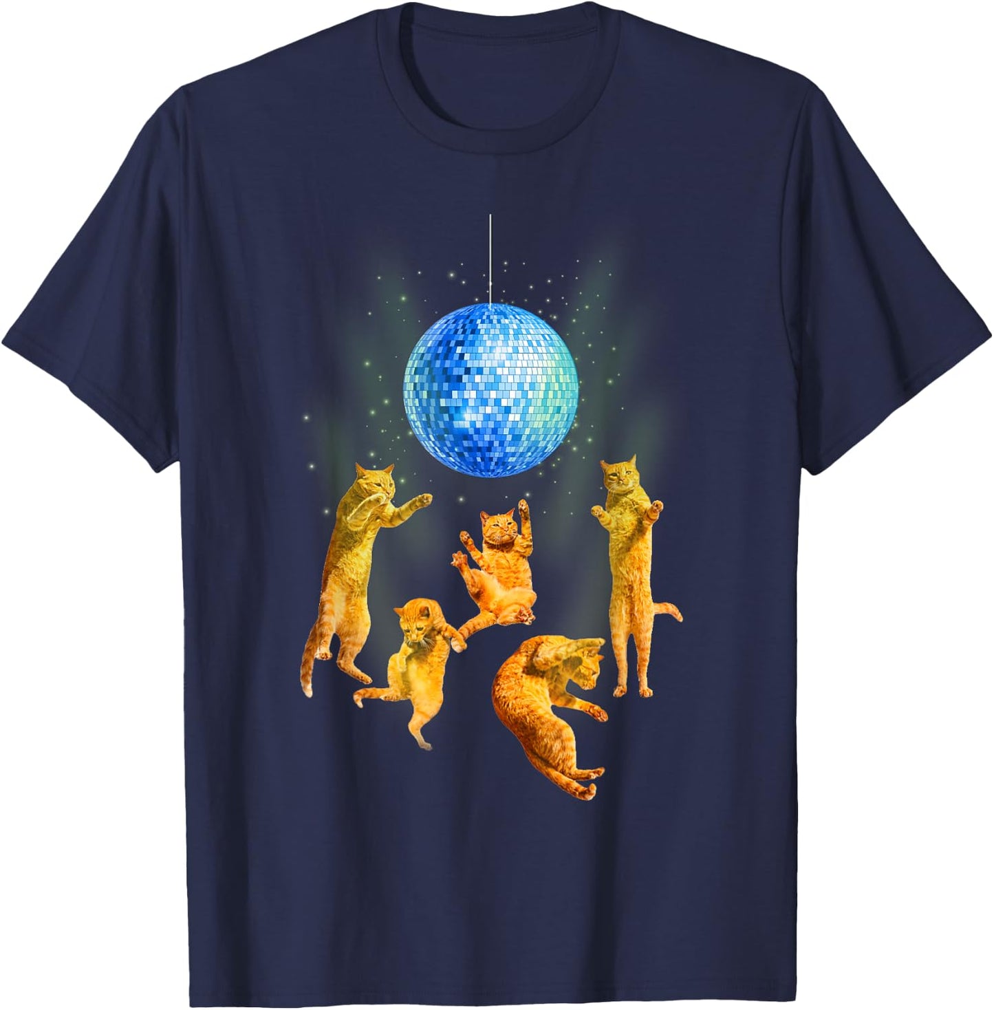 Dancing Cats Disco Ball Kitten Kitty Lover Party Animal T-Shirt - T-Shirt | Navy