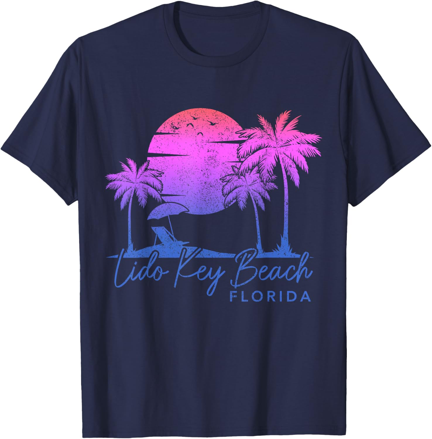 Lido Key Beach Florida FL Surfer Vintage Retro Men Women Girls Kids T-Shirt - T-Shirt | Navy