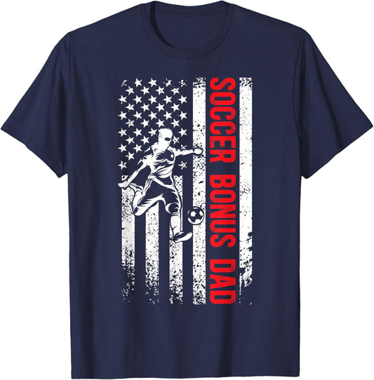 Soccer Bonus Dad Of A Soccer Player Bonus Dad US Flag T-Shirt - T-Shirt | Navy