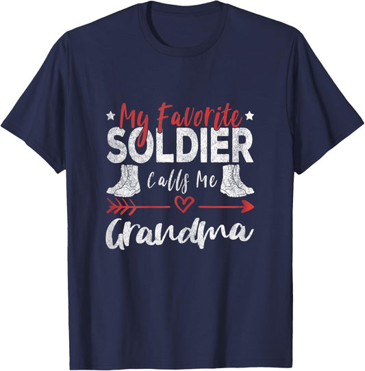 My Favorite Soldier Calls Me Grandma Solider Grandma T-Shirt - T-Shirt | Navy