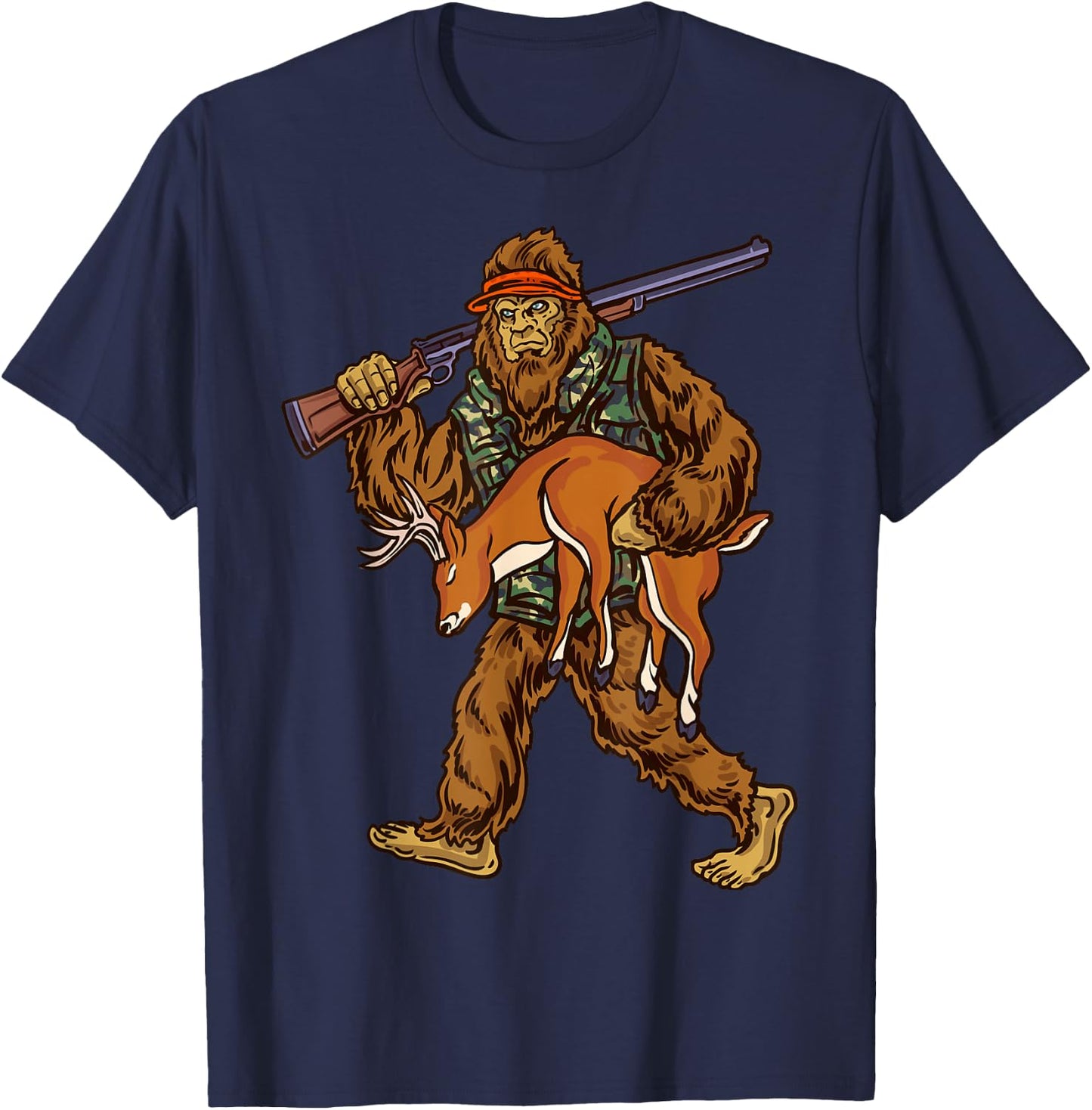 White Tail Deer Hunting Bigfoot Hunter T-Shirt - T-Shirt | Navy