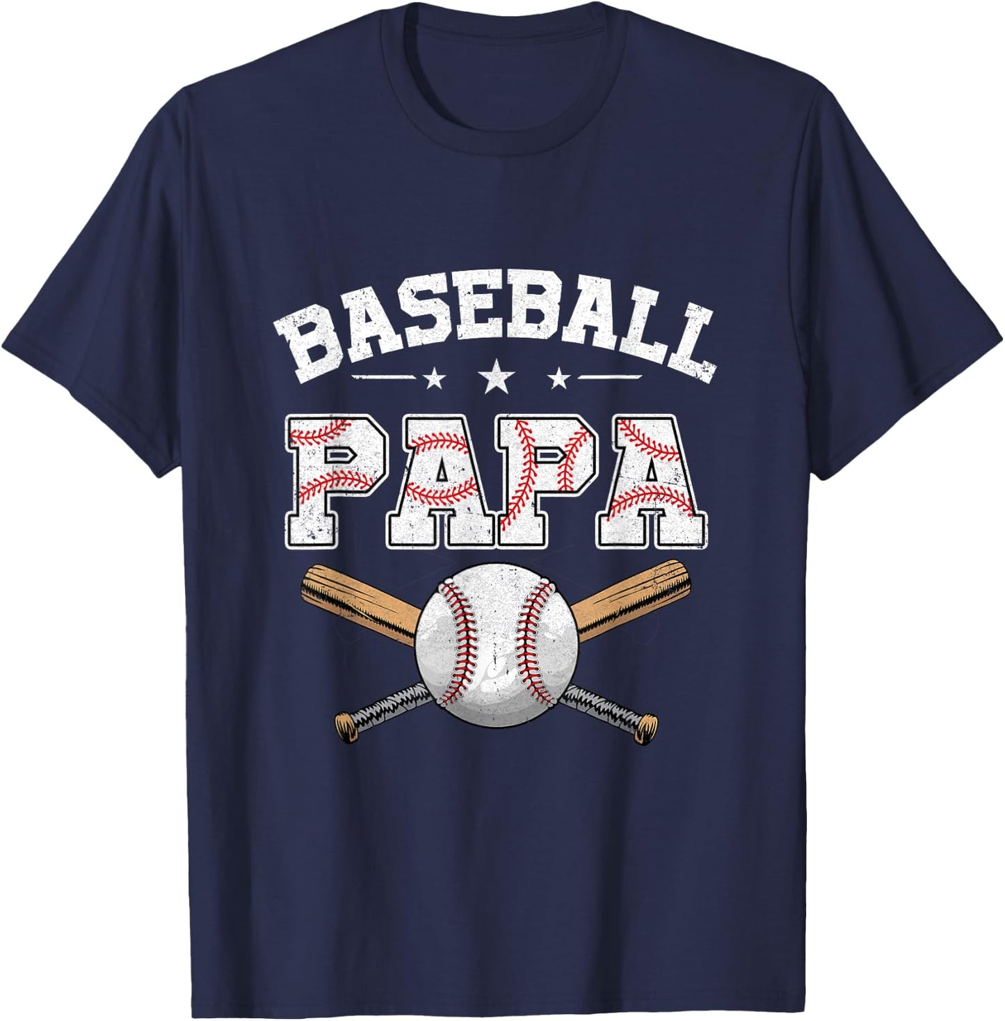 Baseball Papa For Fathers Day Baseball Lovers T-Shirt - T-Shirt | Navy