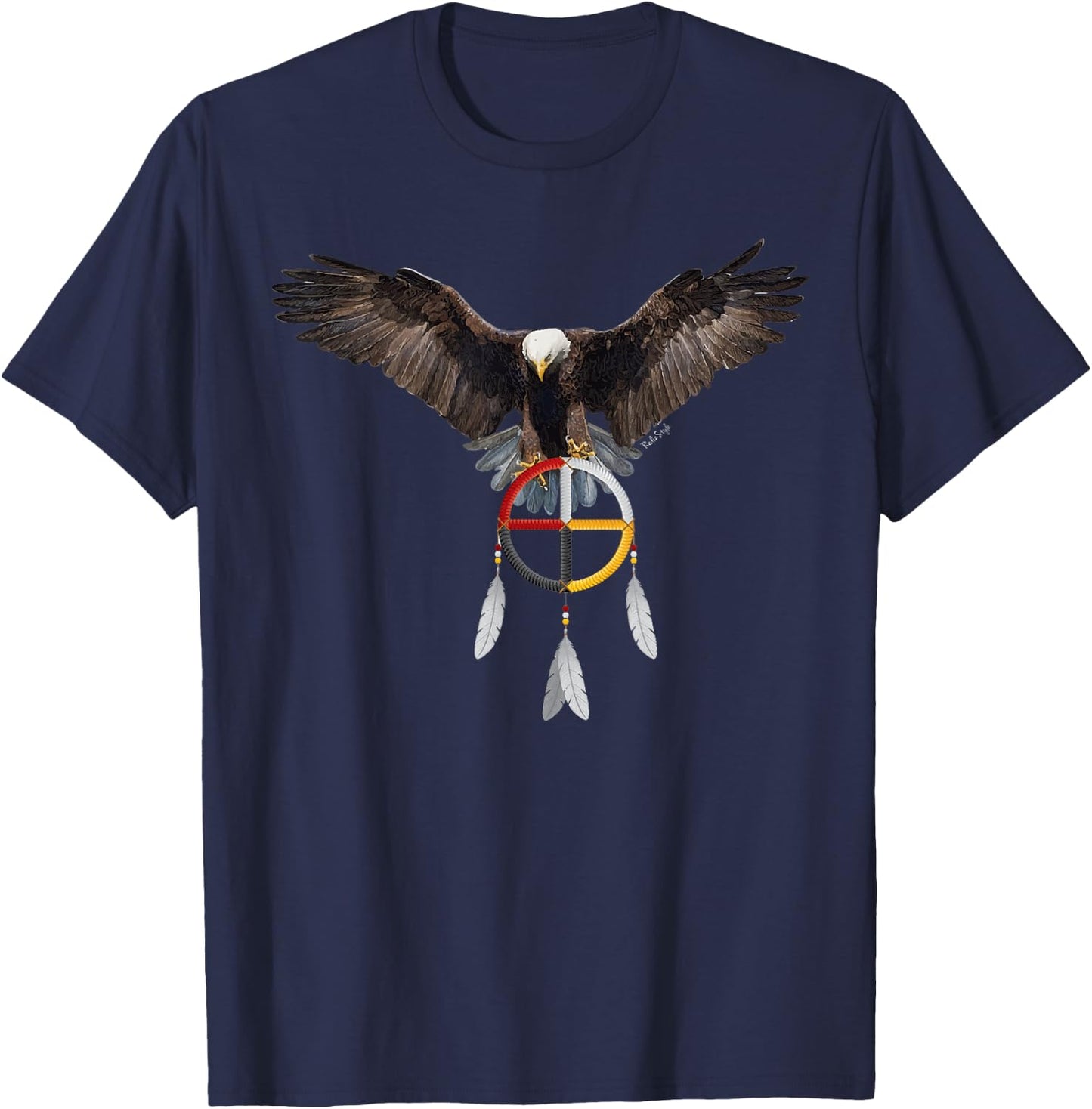 The Eagle & The Medicine Wheel T-Shirt - T-Shirt | Navy
