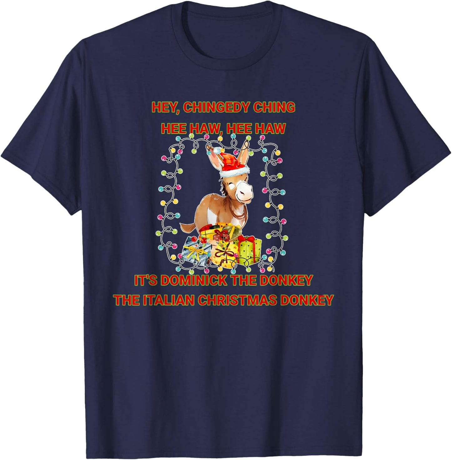 Holiday Italian Christmas Donkey Dominick The Donkey T-Shirt - T-Shirt | Navy