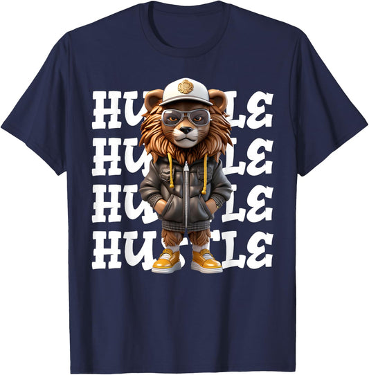 Hip Hop Lion Hustle Money Urban Drip Streetwear Black King T-Shirt - T-Shirt | Navy