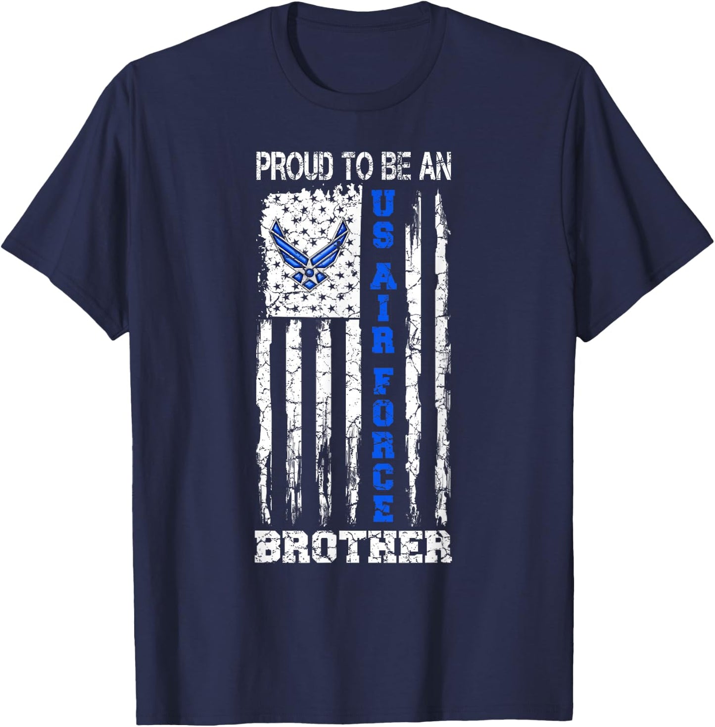 Vintage USA Flag Proud To Be An US Air Force Brother T-Shirt - T-Shirt | Navy