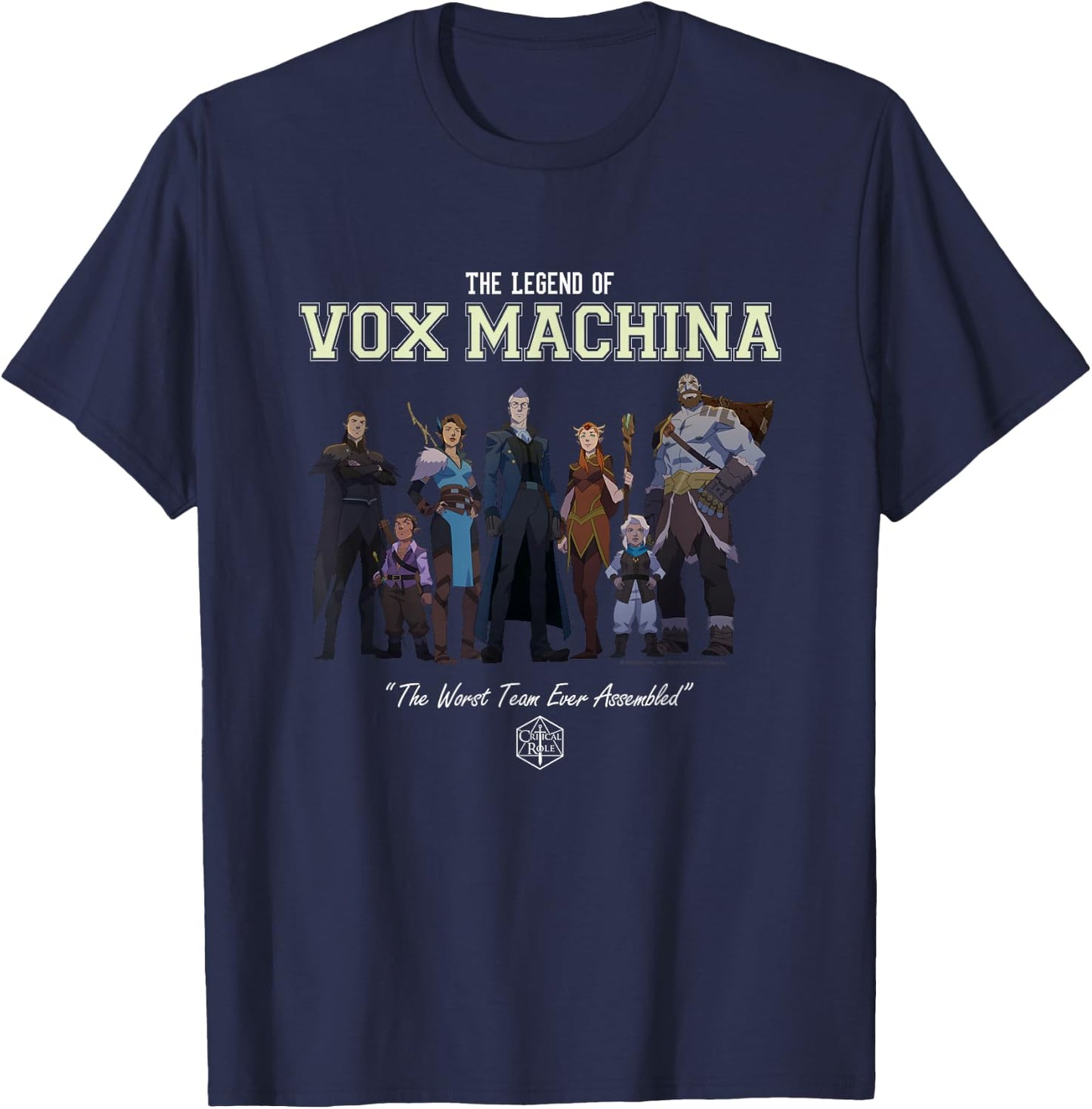 The Legend of Vox Machina Group with Varsity Logo Small T-Shirt - T-Shirt | Navy