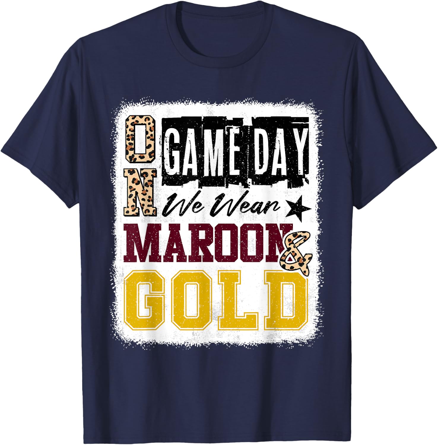 On Gameday Football We Wear Maroon And Gold School Spirit T-Shirt - T-Shirt | Navy