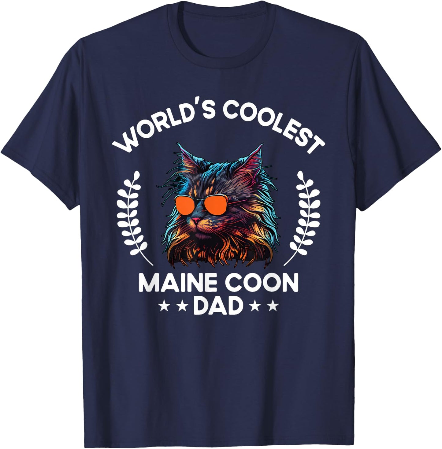 World's Coolest Dog Dad Papa - Men Maine Coon Cat T-Shirt - T-Shirt | Navy