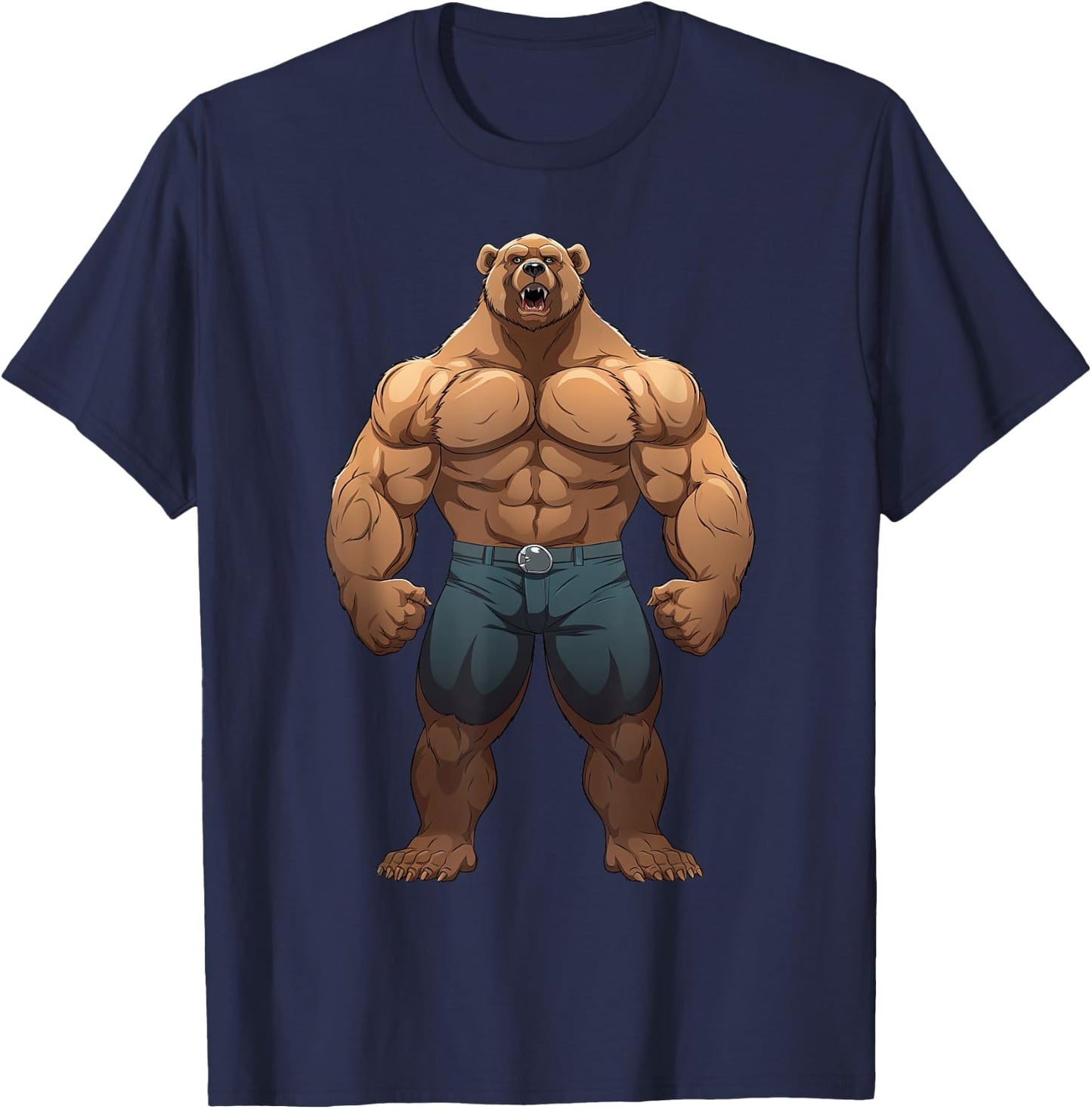 Bear Bodybuilder Muscular Body Gym Fitness Weightlifting T-Shirt - T-Shirt | Navy