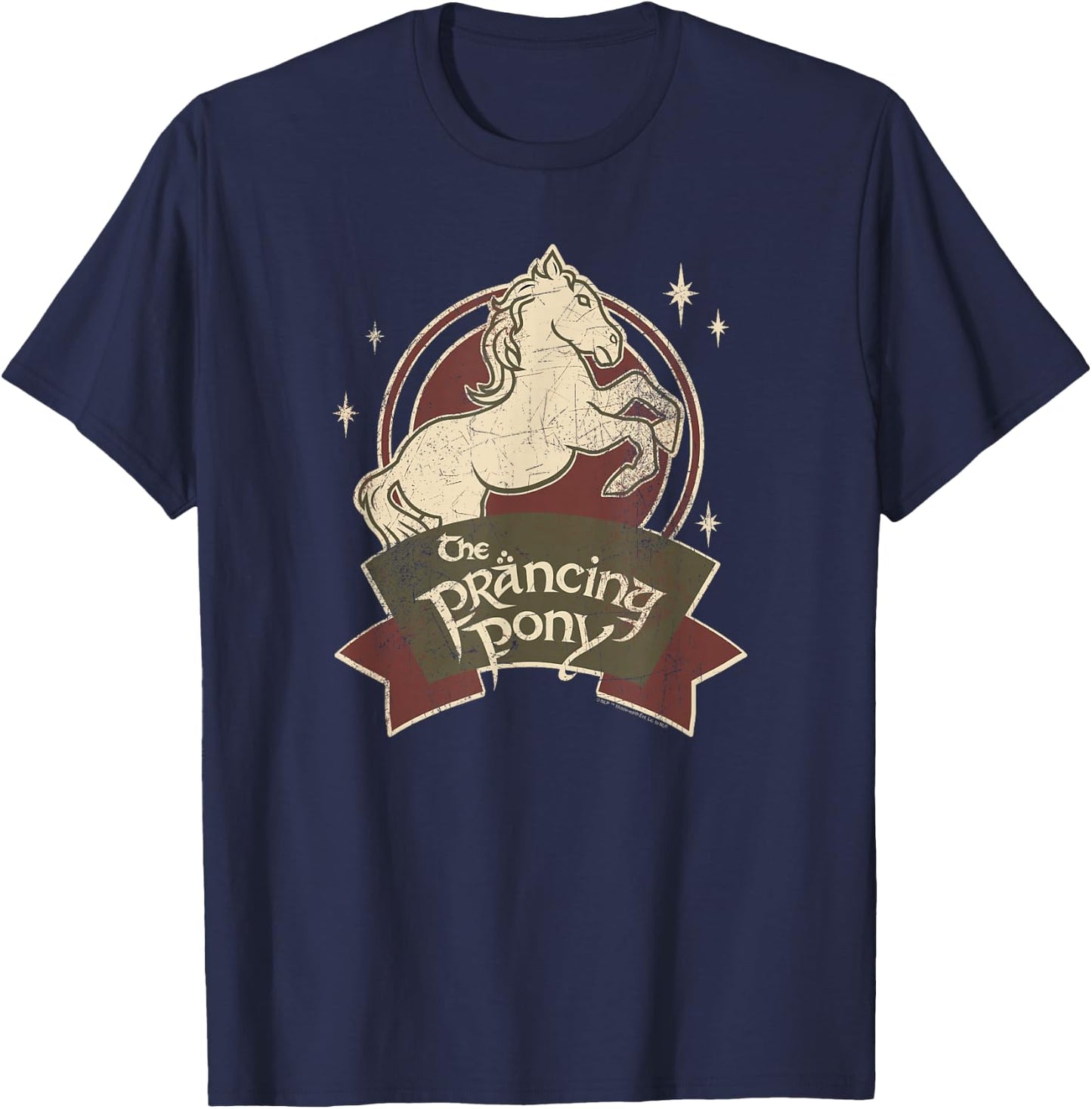 The Lord Of The Rings -Adults , Black, Small, Short Sleeve, Regular Fit, Modern, The Prancing Pony Bree Logo T-Shirt - T-Shirt | Navy