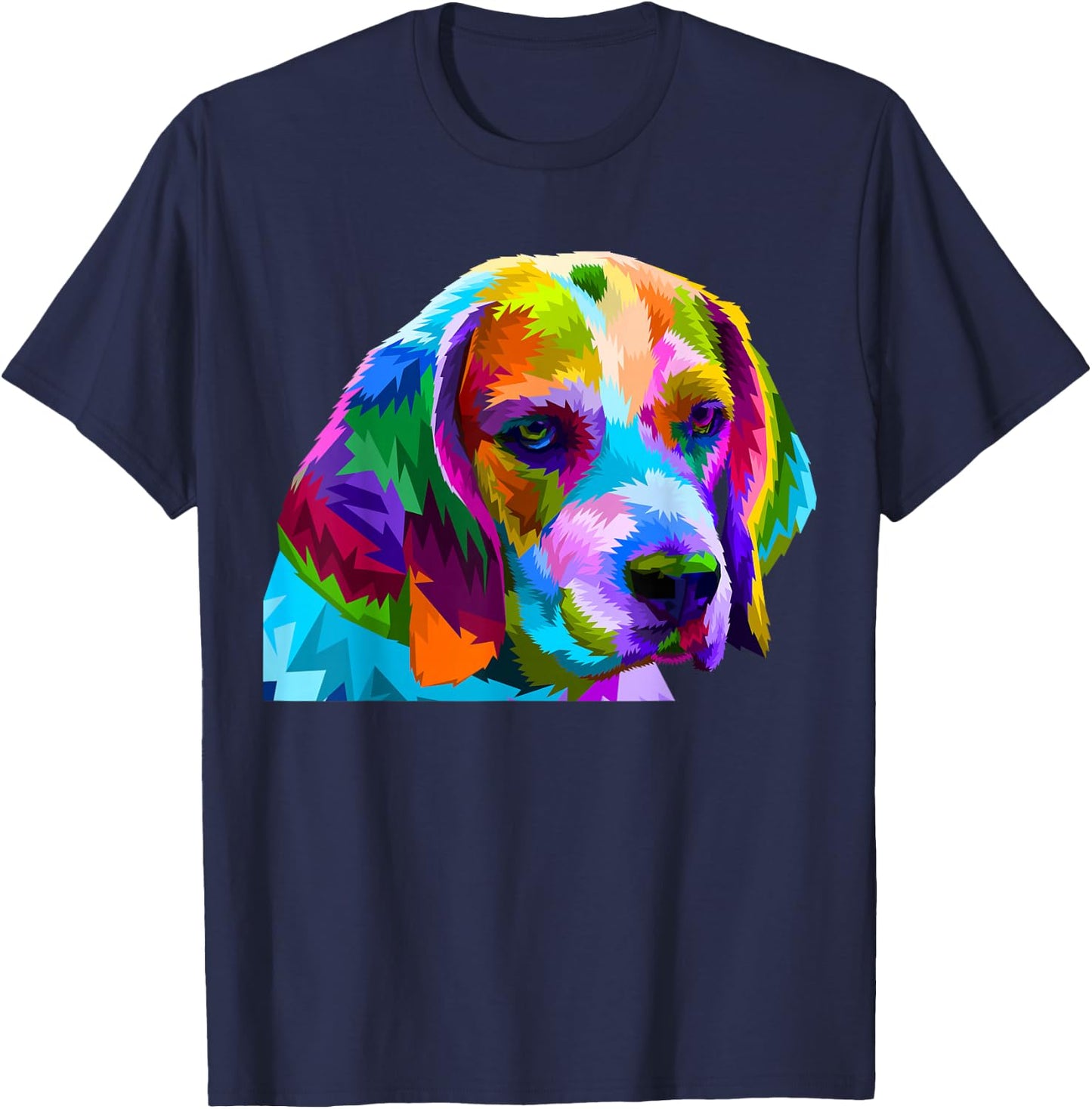 Beagle in Colorful Pop Art Design for Dog Owners T-Shirt - T-Shirt | Navy