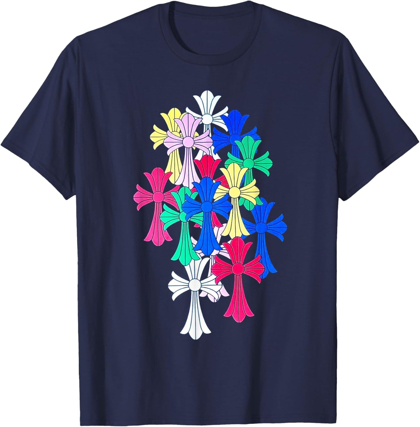 Hearts Multicolor Cross Cemetery T-Shirt - T-Shirt | Navy