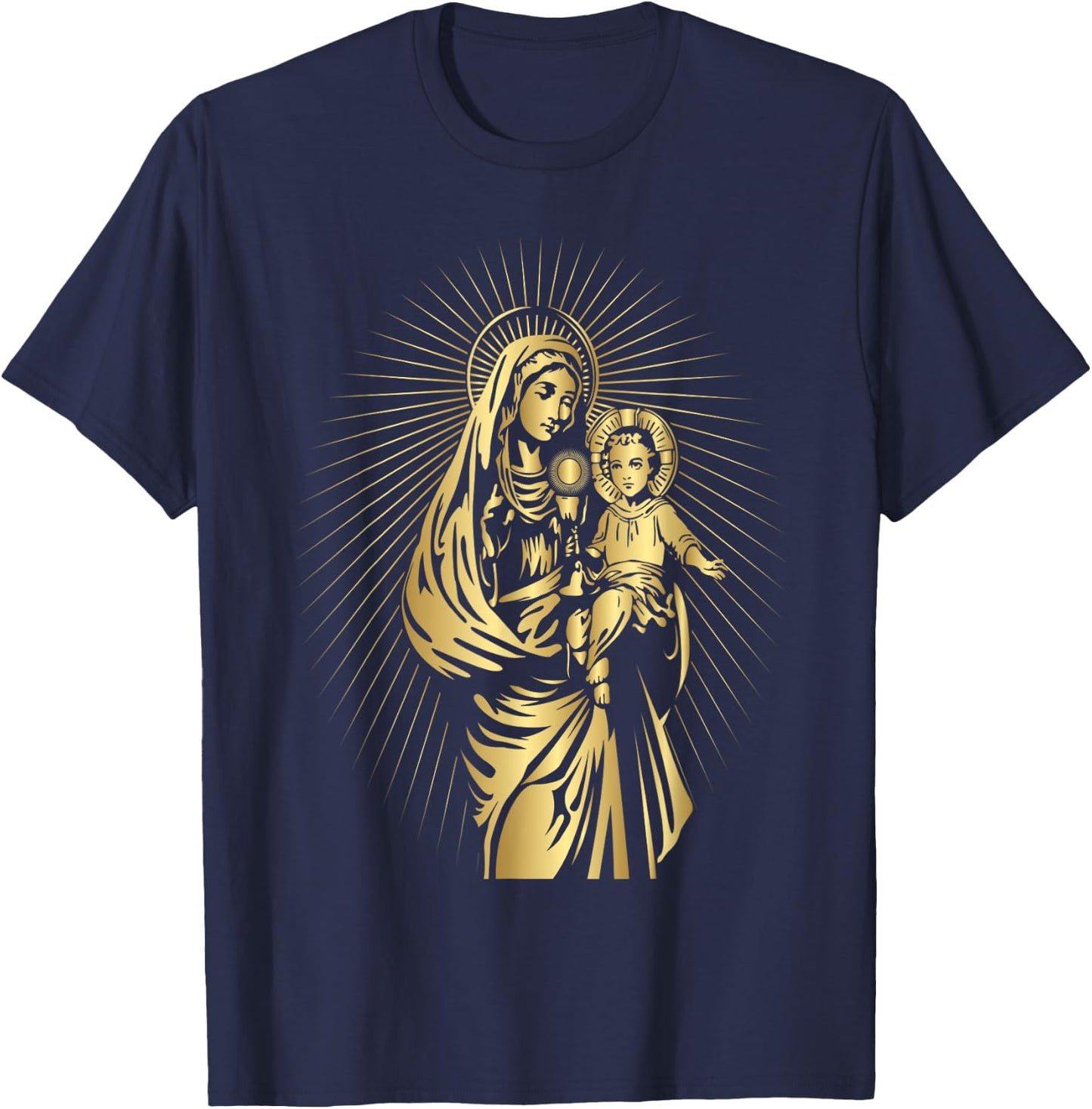 Holy Mother Mary Mother of Jesus Vintage Catholic Art Women T-Shirt - T-Shirt | Navy