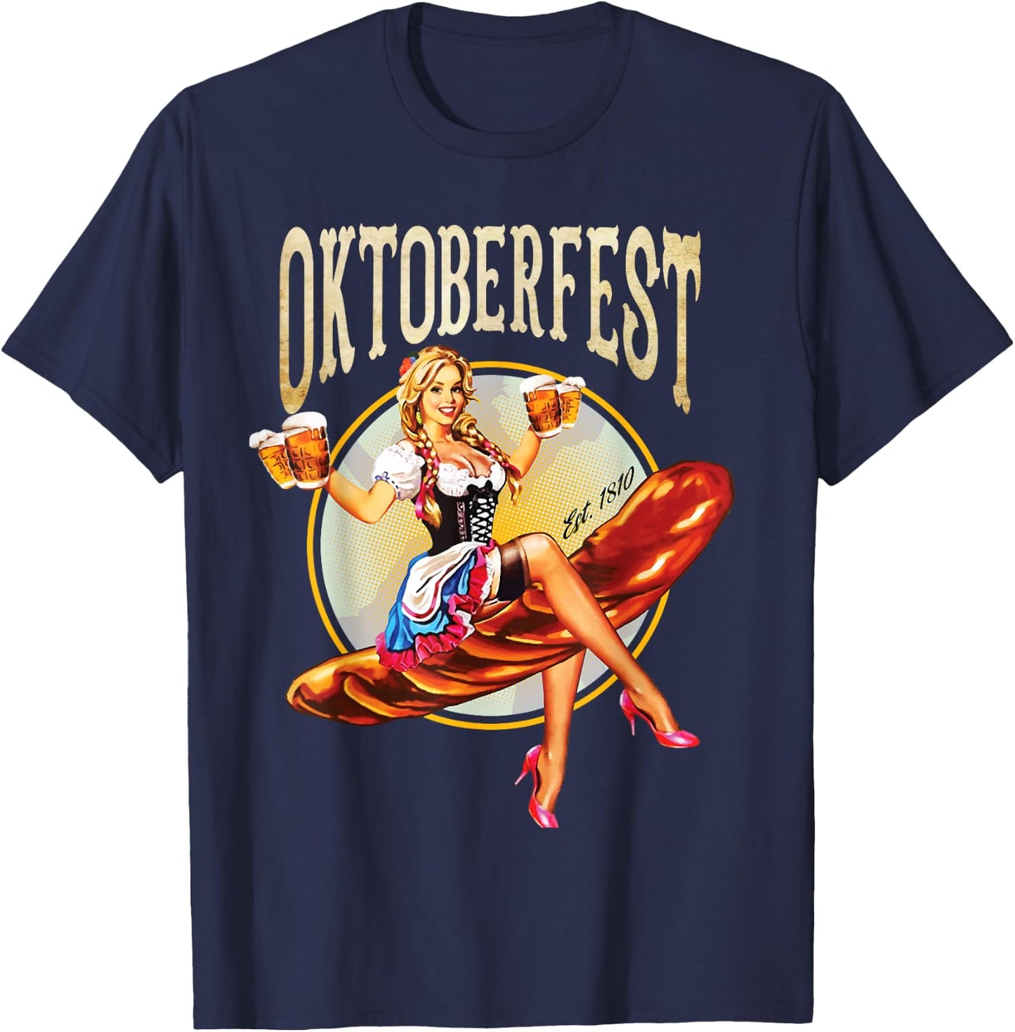 Oktoberfest Costume Vintage Bavarian German Beer Wurst T-Shirt - T-Shirt | Navy