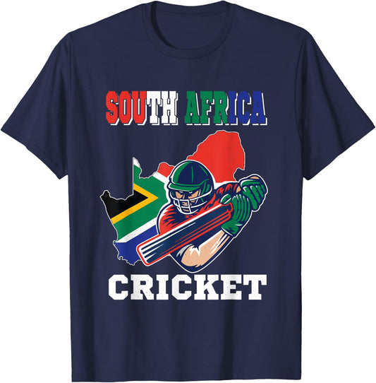 South Africa Cricket Player Flag Jersey Afrikaans Sports T-Shirt - T-Shirt | Navy
