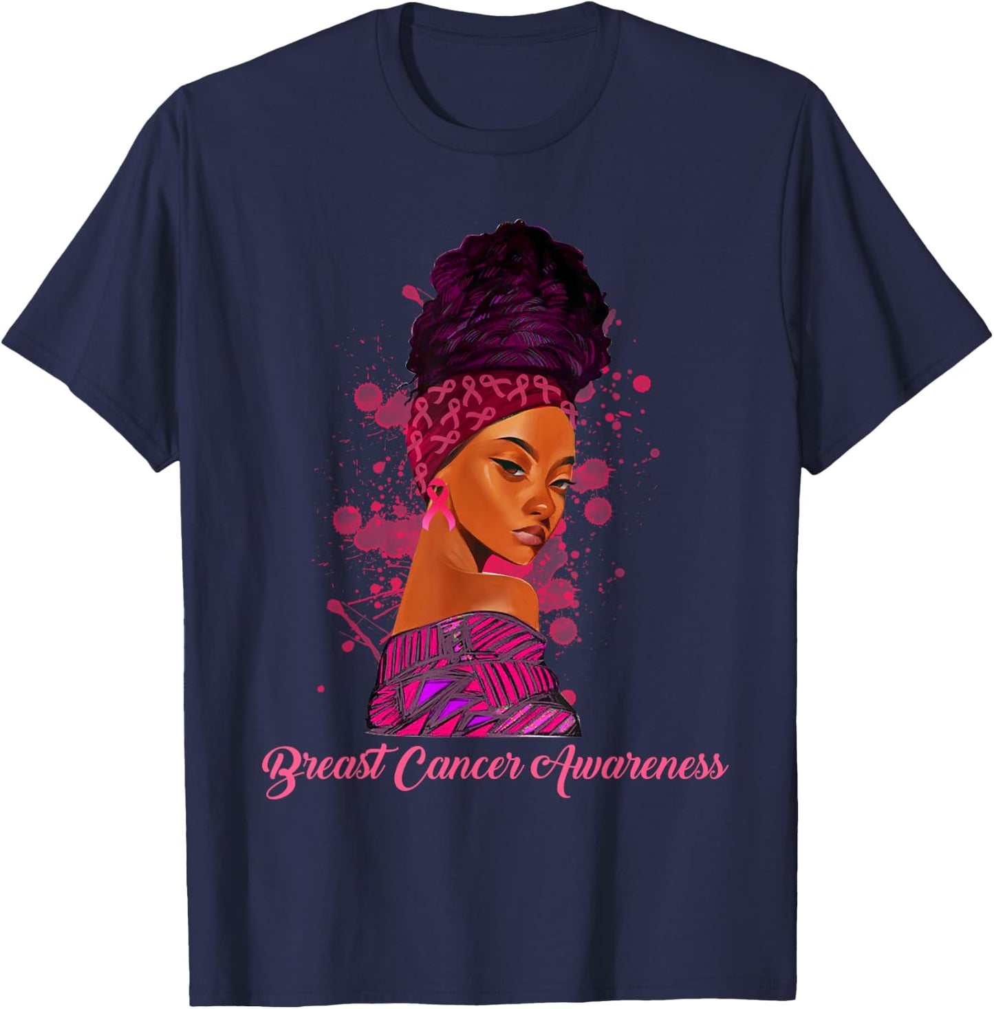 African American Girl Breast Cancer Awareness Black Women T-Shirt - T-Shirt | Navy
