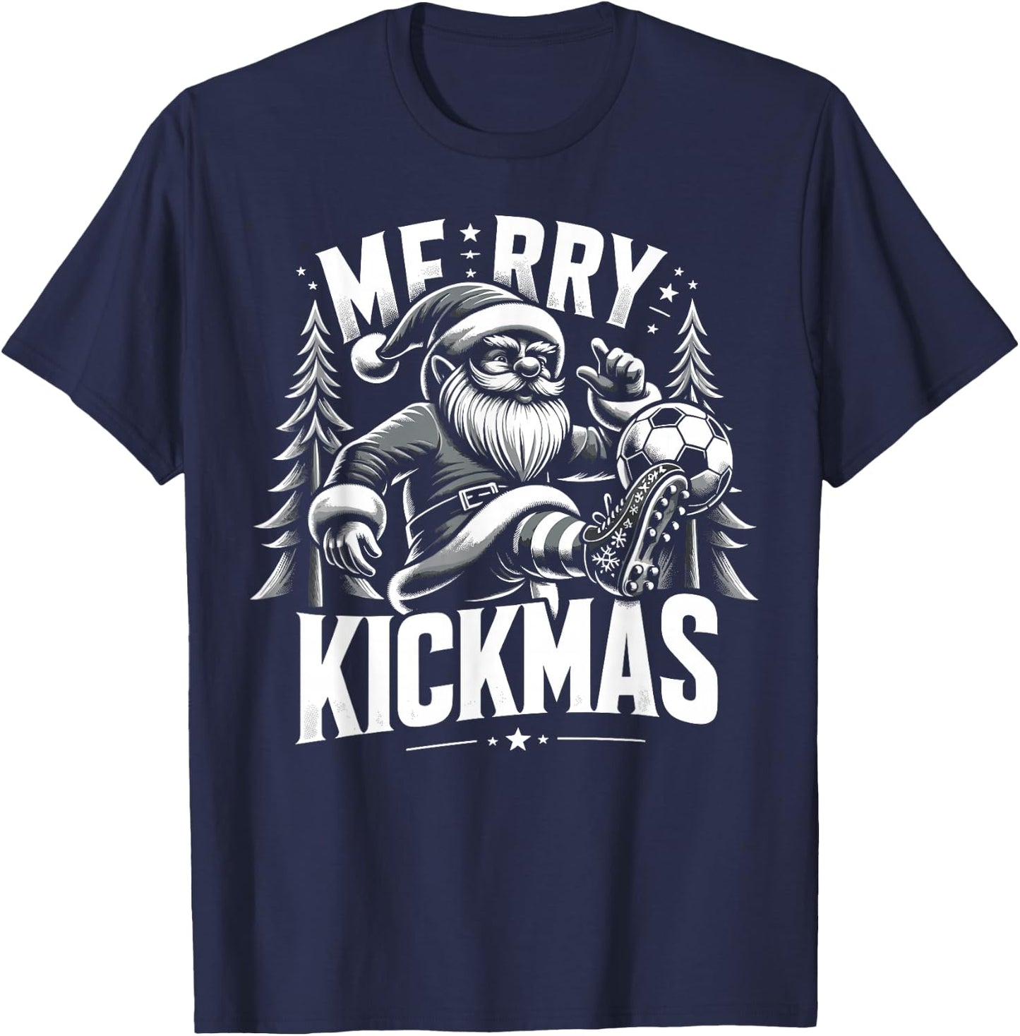 Soccer Gnome Merry Kickmas, Soccer Christmas T-Shirt - T-Shirt | Navy