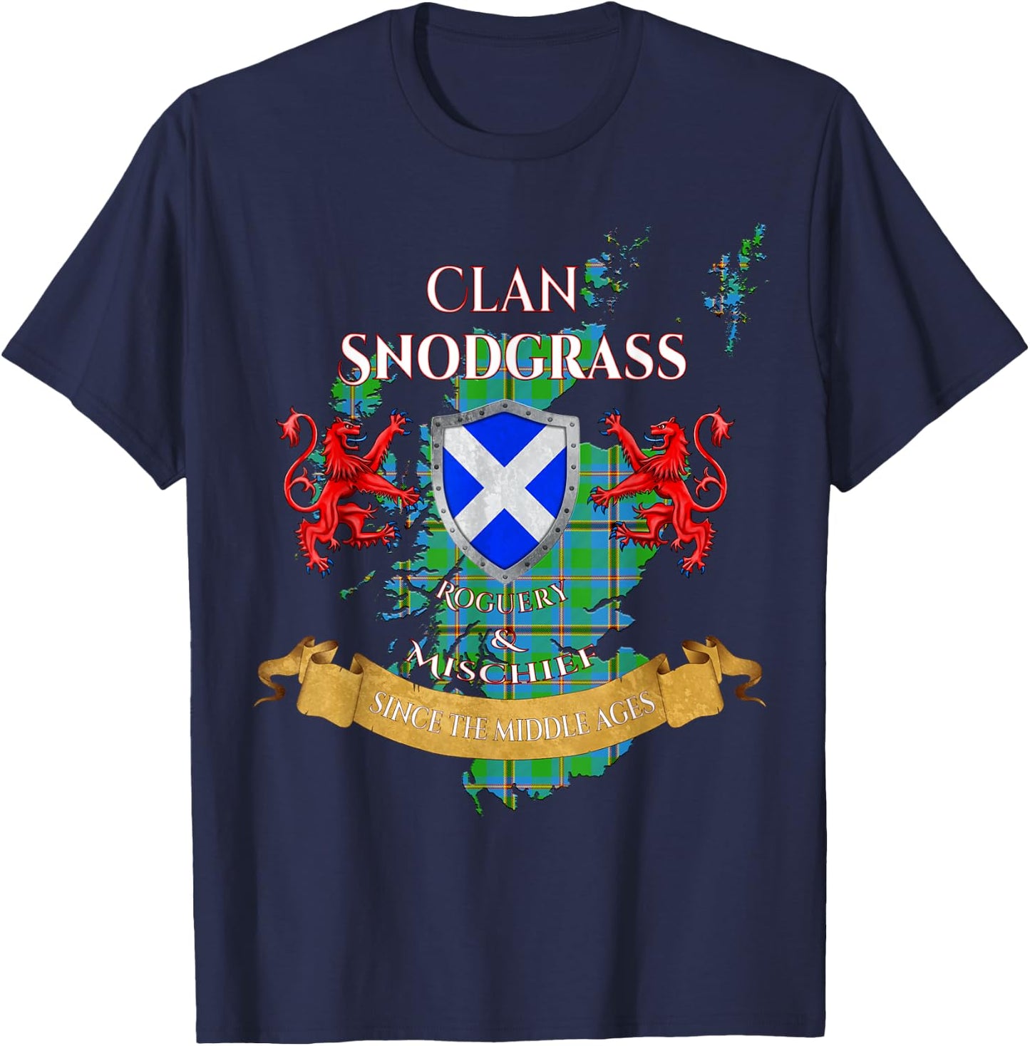 Snodgrass Scottish Family Clan Middle Ages Mischief T-Shirt - T-Shirt | Navy