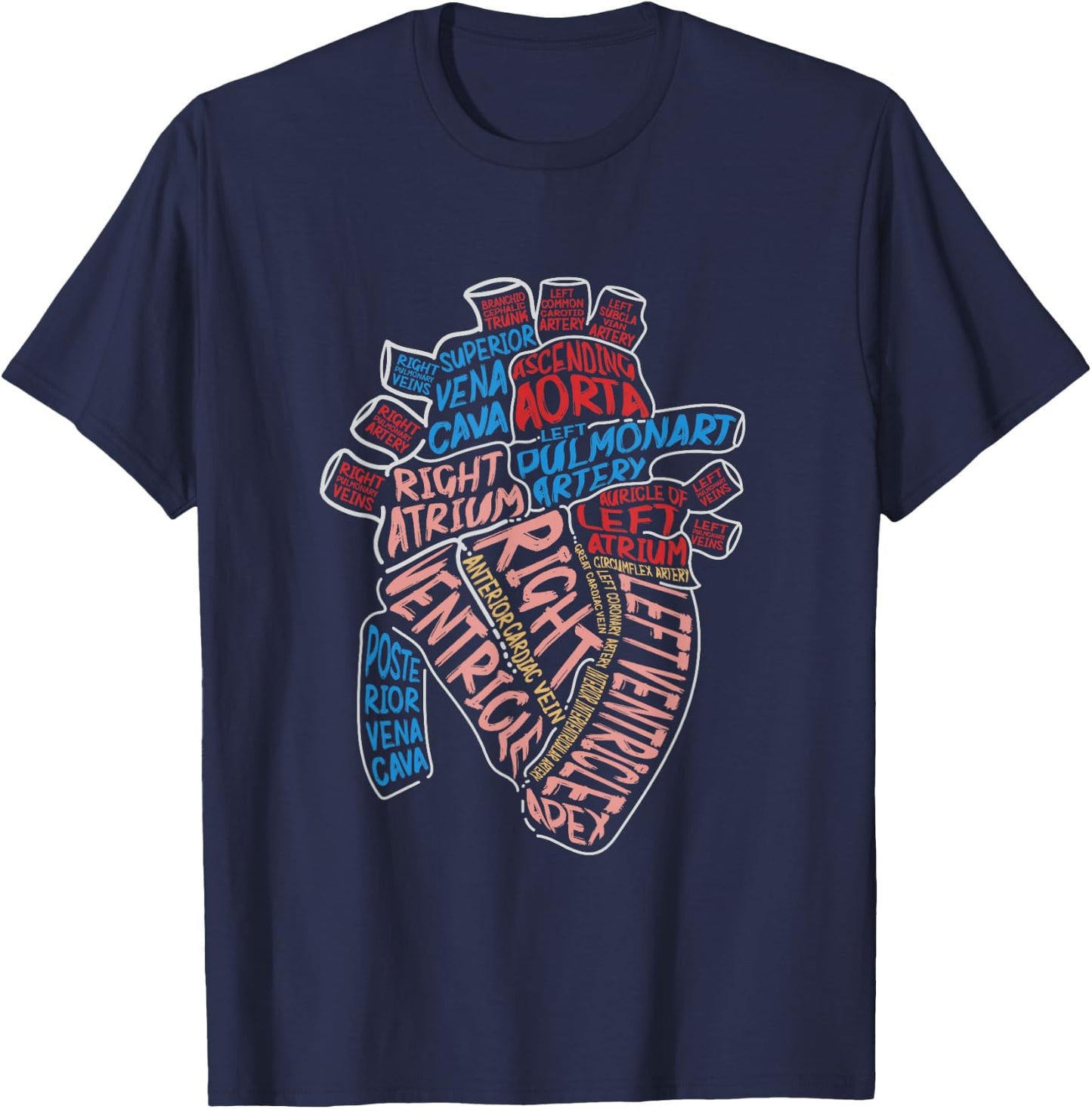 Anatomical Human Heart Cardiology Medical Cardiac Nurse T-Shirt - T-Shirt | Navy
