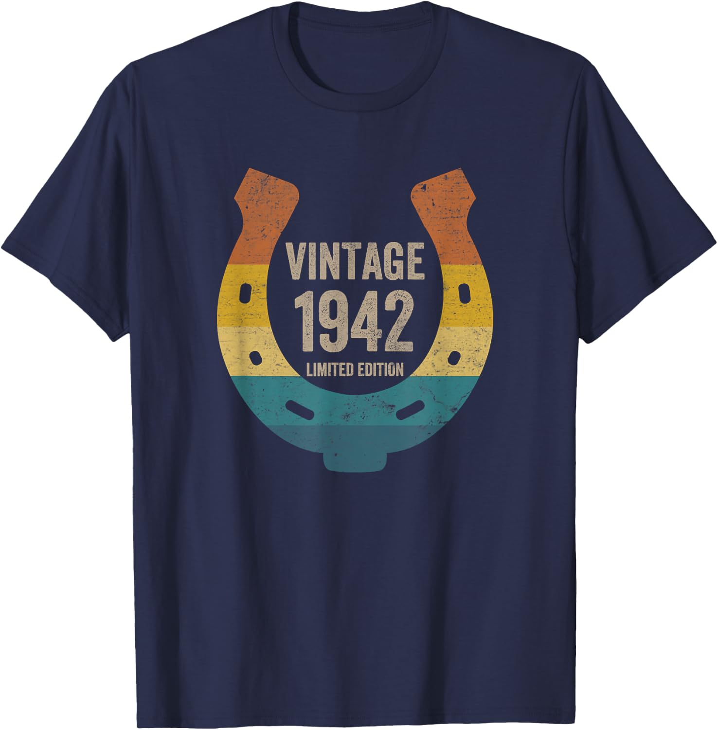 Vintage Horseshoe 1942 Limited Edition 80 Years Old Birthday T-Shirt - T-Shirt | Navy