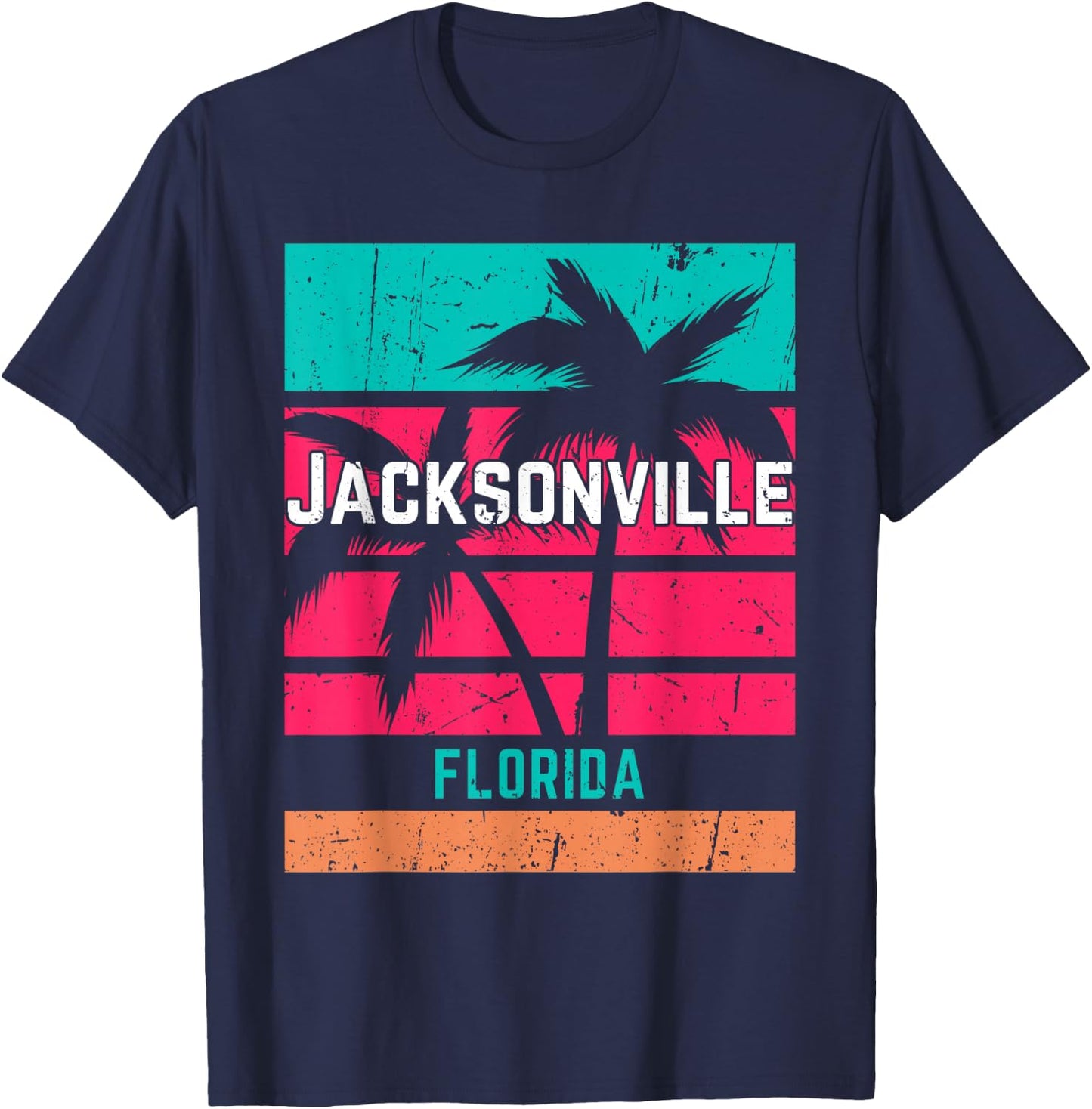 Jacksonville Florida Vacation Souvenir Surfing Vintage T-Shirt - T-Shirt | Navy