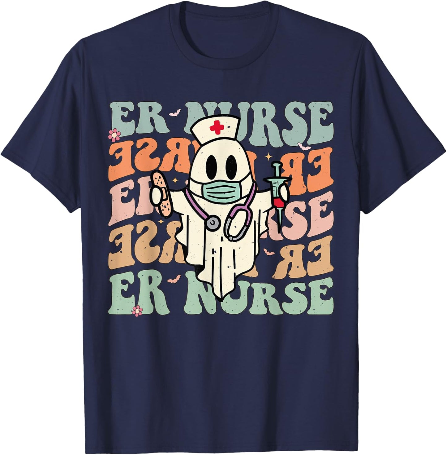 Groovy Emergency Room Nurse Funny Halloween Costume ER Nurse T-Shirt - T-Shirt | Navy