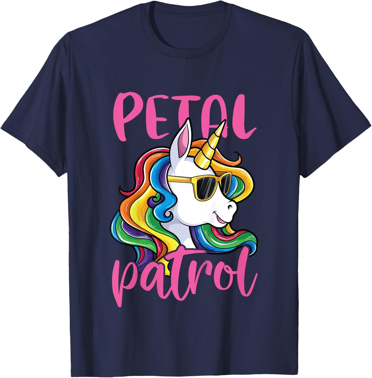 Flower Girl Shirt Girls Kids Wedding Unicorn Petal Patrol T-Shirt - T-Shirt | Navy