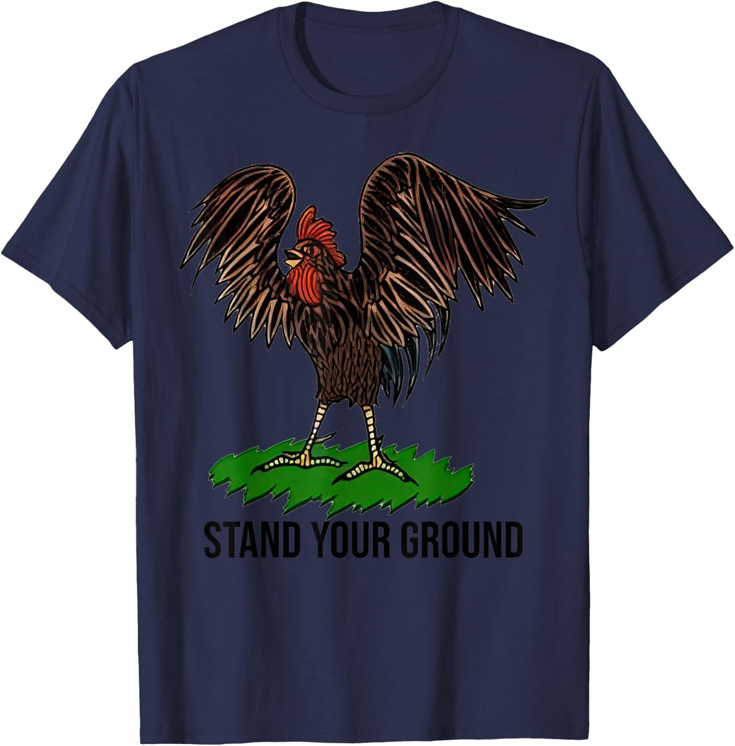 Stand Your Ground Chicken Funny Christmas T-Shirt - T-Shirt | Navy