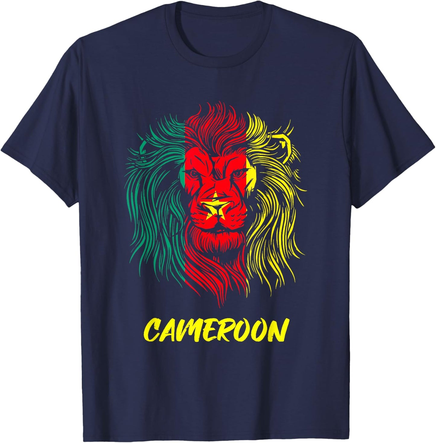 Cameroon Lovers Home Lion Flag Cameroon T-Shirt - T-Shirt | Navy