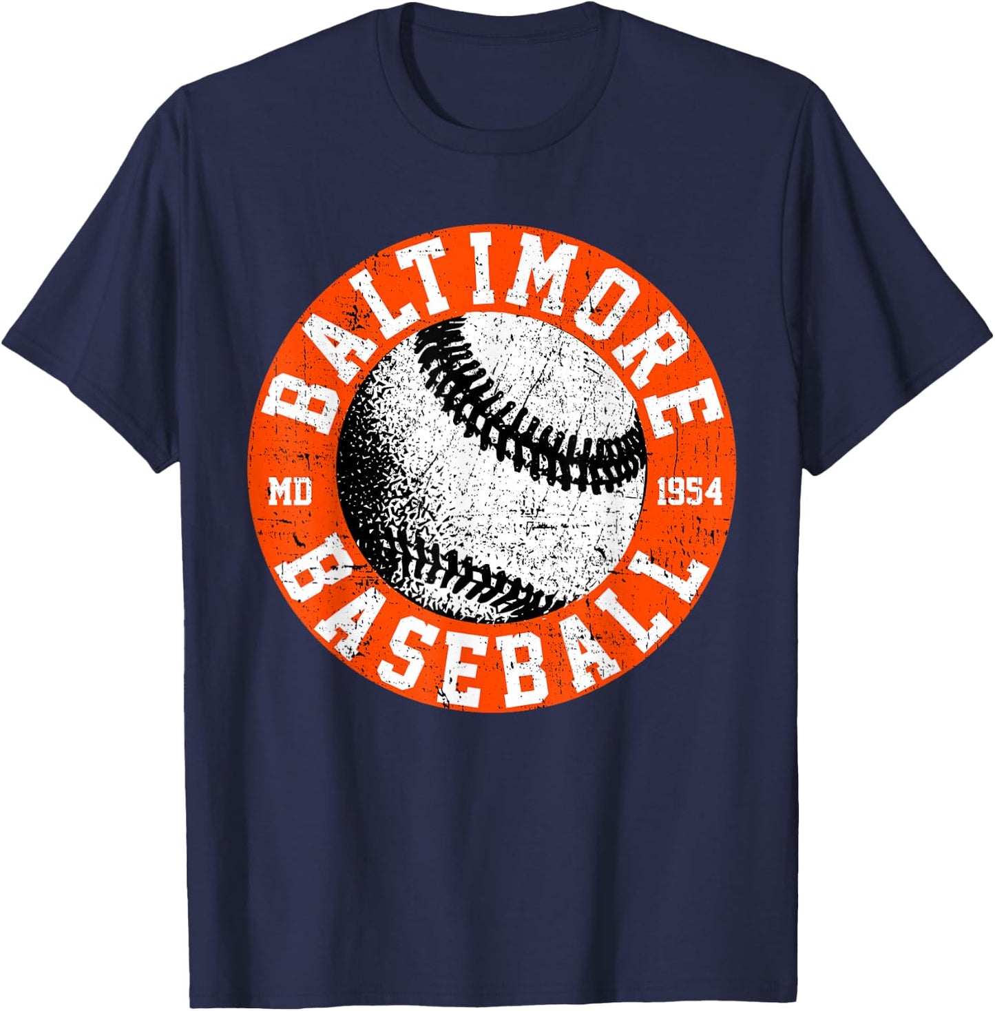 Baltimore Baseball Retro Vintage Design Baseball Lover T-Shirt - T-Shirt | Navy