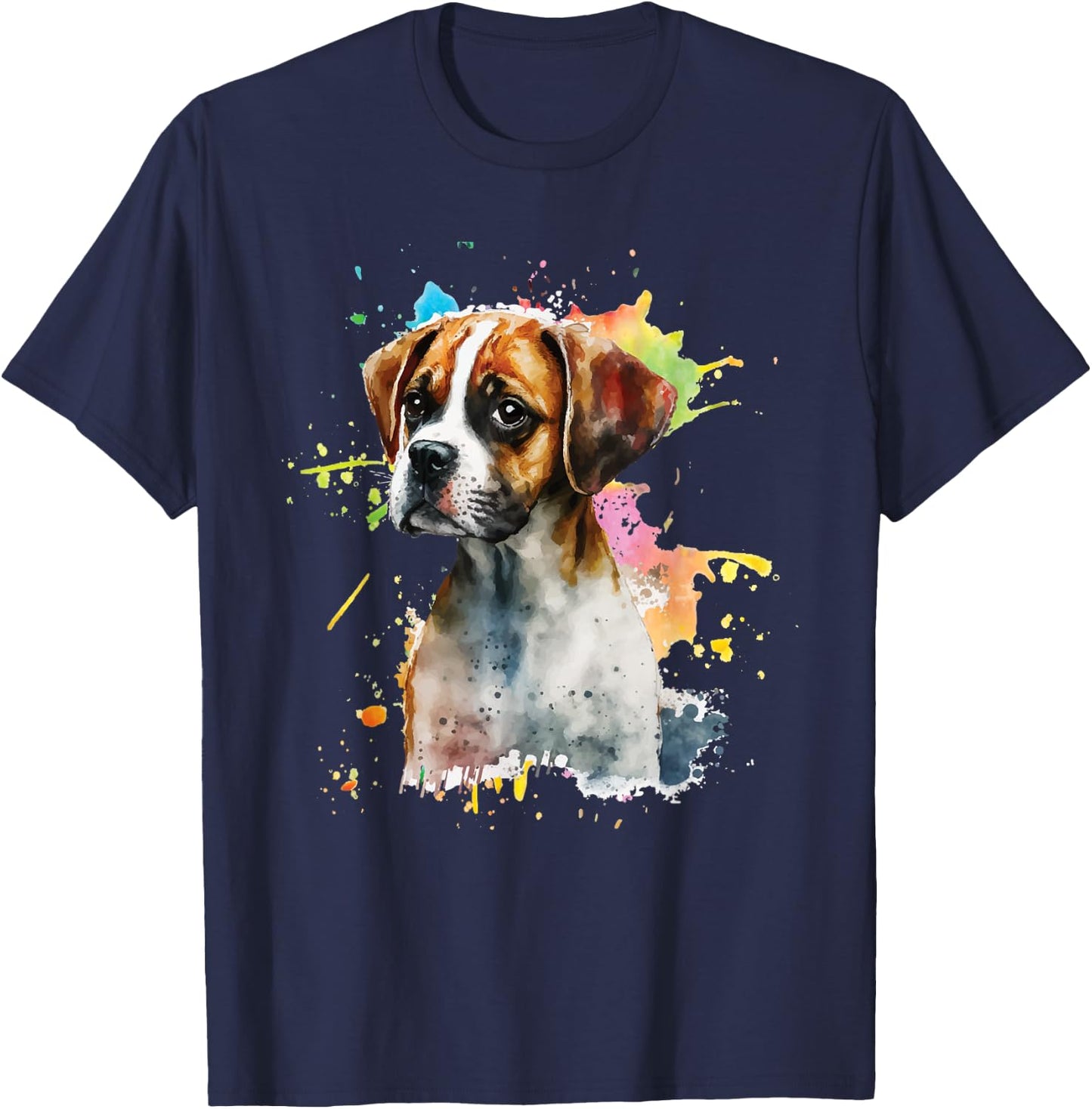 Splatter Boxer Dog - Dog Puppy Veterinarian Animal Breeder T-Shirt - T-Shirt | Navy
