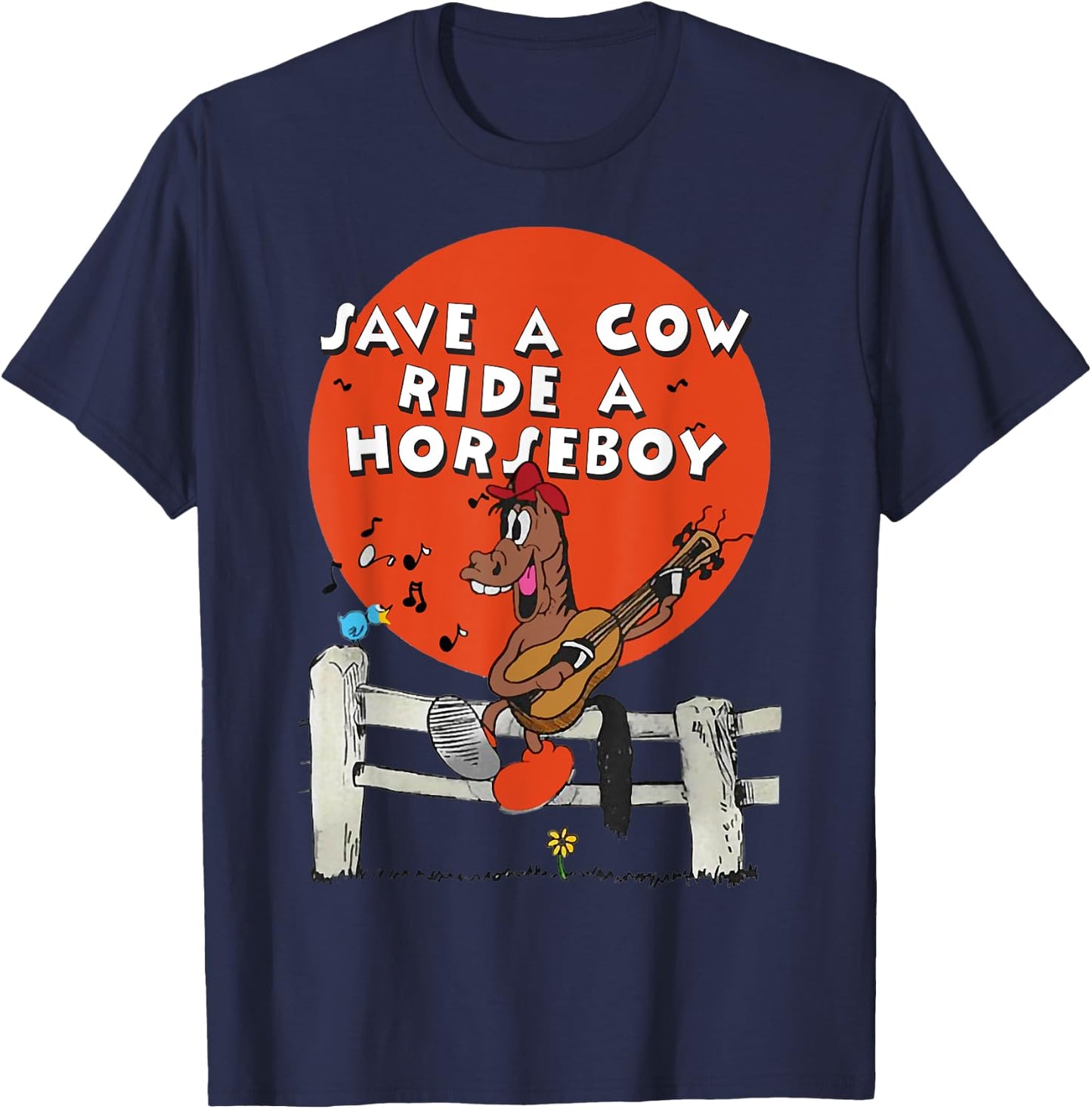 Save A Cow Ride A Horseboy T-Shirt - T-Shirt | Navy